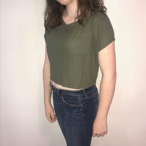 Olive Green Crop Top